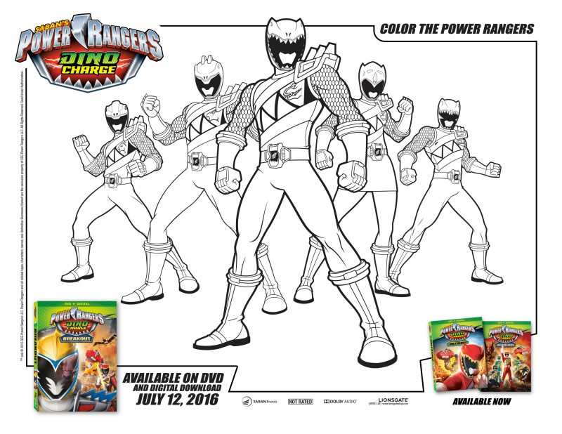 Power rangers dino charge coloring page