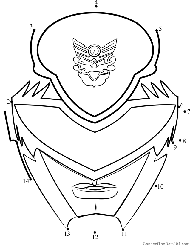 Power ranger mask dot to dot printable worksheet