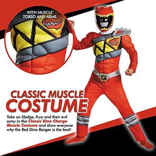 Disguise red power rangers costume for kids official licensed red ranger dino charge classic muscle power