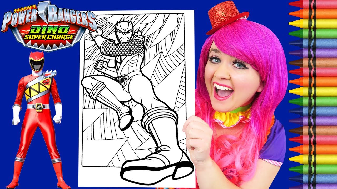 Coloring red ranger power rangers dino charge giant coloring page crayola crayons kii the clown