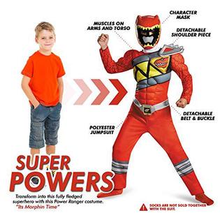 Disguise red power rangers costume for kids official licensed red ranger dino charge classic muscle power