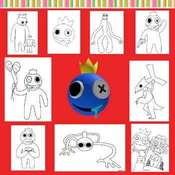Rainbow friends roblox coloring pages worksheets activity for kids