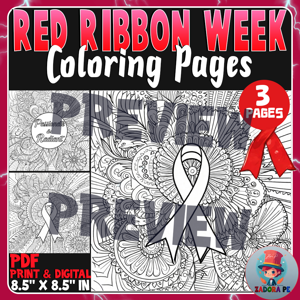 Empowering red ribbon week mandala bulletin board coloring pages made by teachers