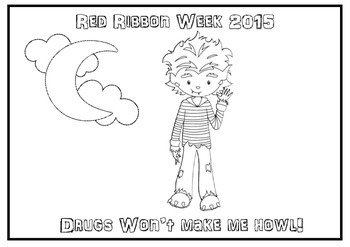 Red ribbon week halloween themed coloring pages by teaching in the st
