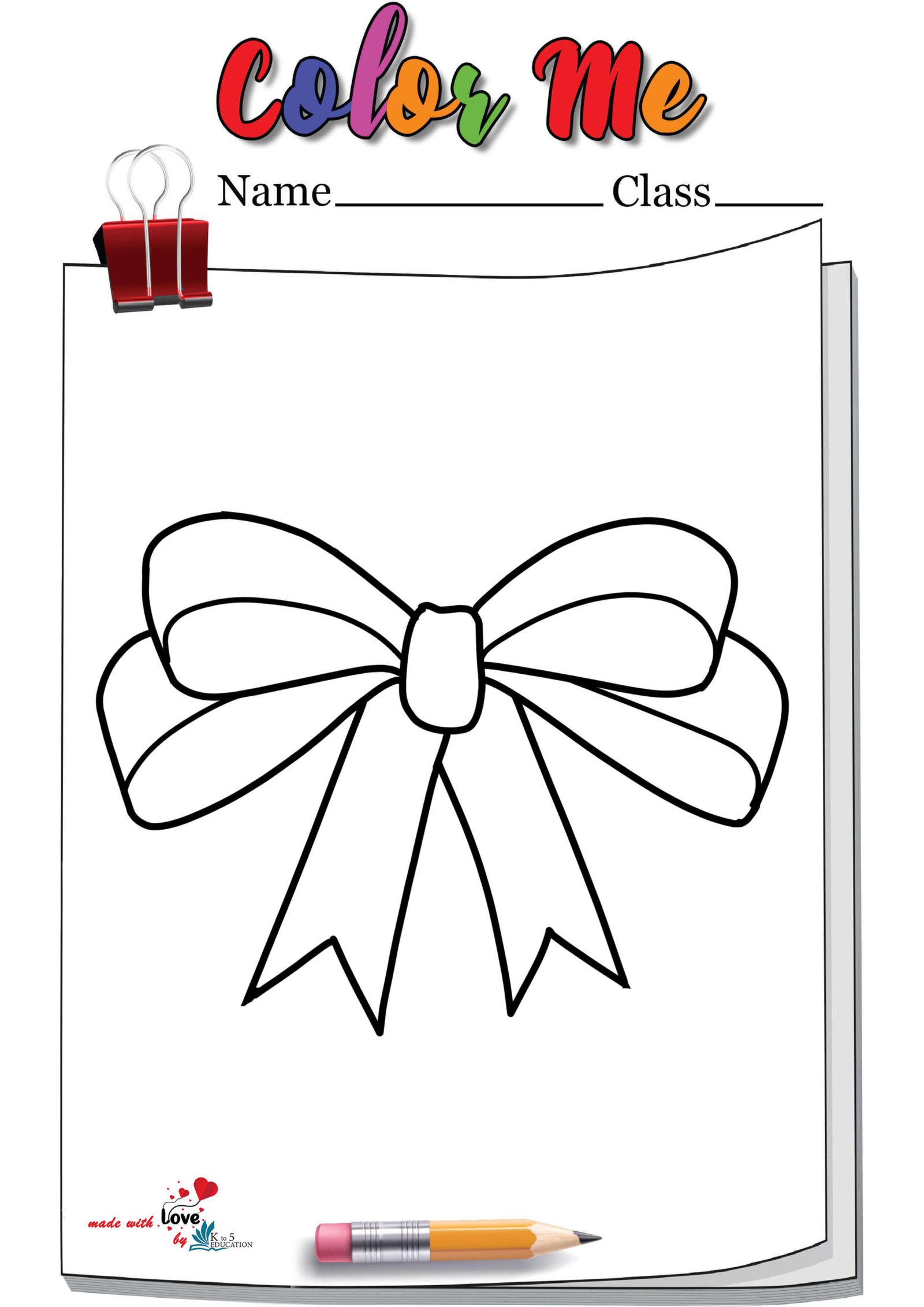 Red ribbon with bow coloring page free download