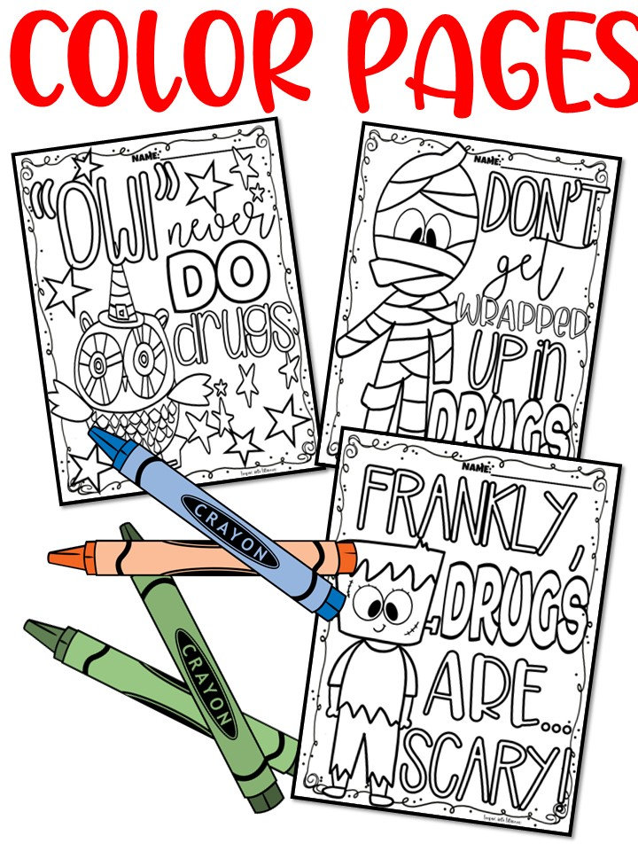 Red ribbon week drug free no prep printables coloring pages writing craft instant download