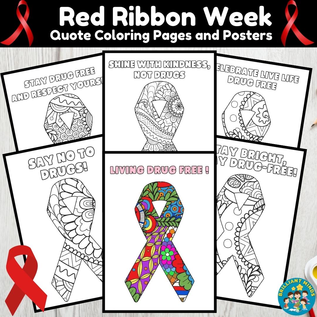 Red ribbon week coloring pages