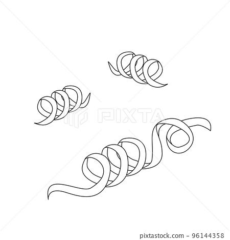 Curled red ribbon or serpentin isolated doodle