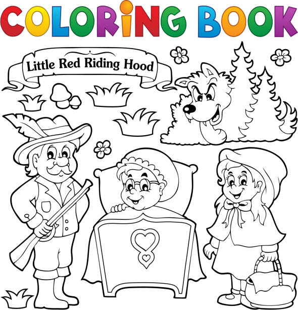 Little red riding hood coloring pages stock illustrations royalty