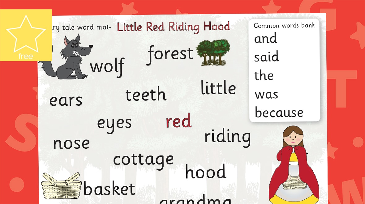 Teachers pet little red riding hood word mat