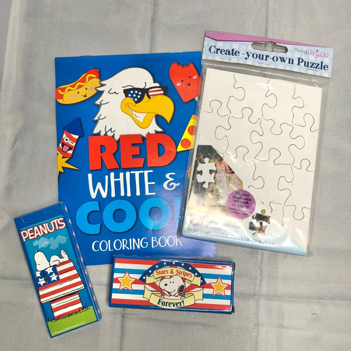 Kids pack w red white cool coloring book puzzle fun children bored crayons