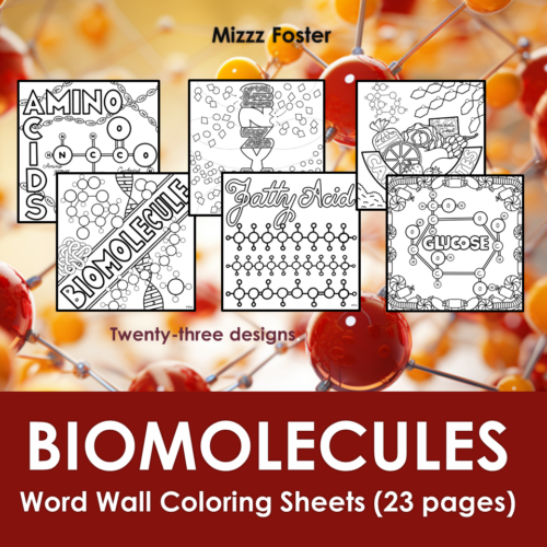 Biomolecules biochemistry word wall coloring sheets pages made by teachers