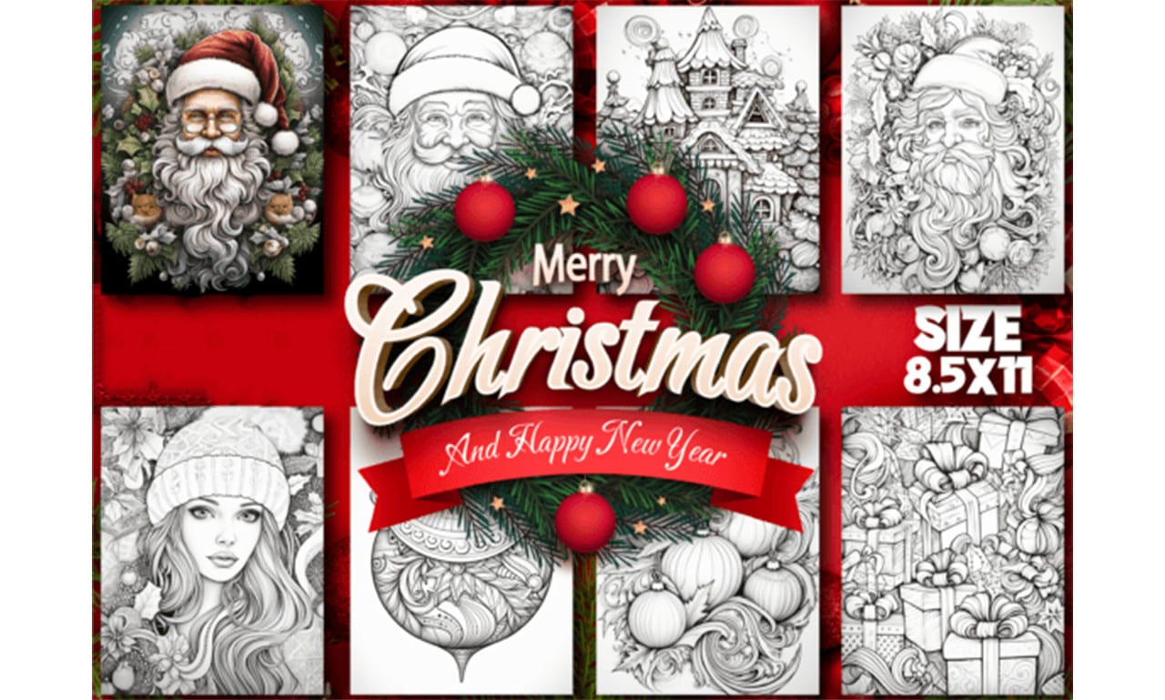 Make christmas coloring pages for amazon kdp or etsy by elmadini