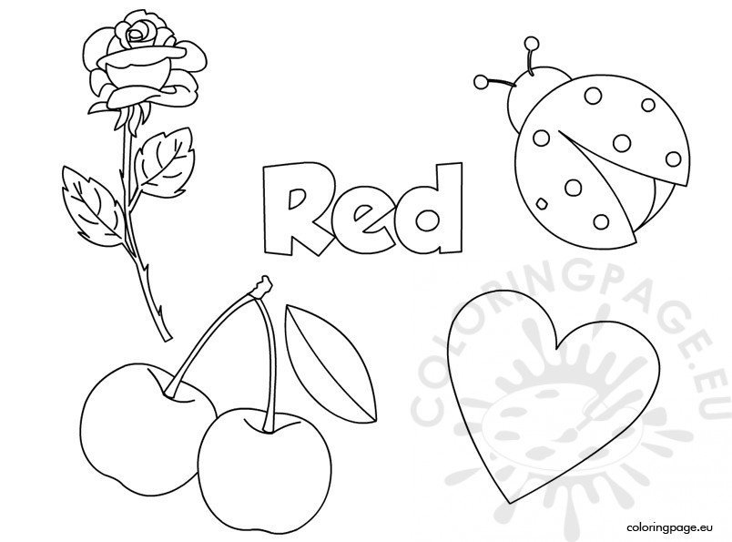 Red color activity sheet coloring page