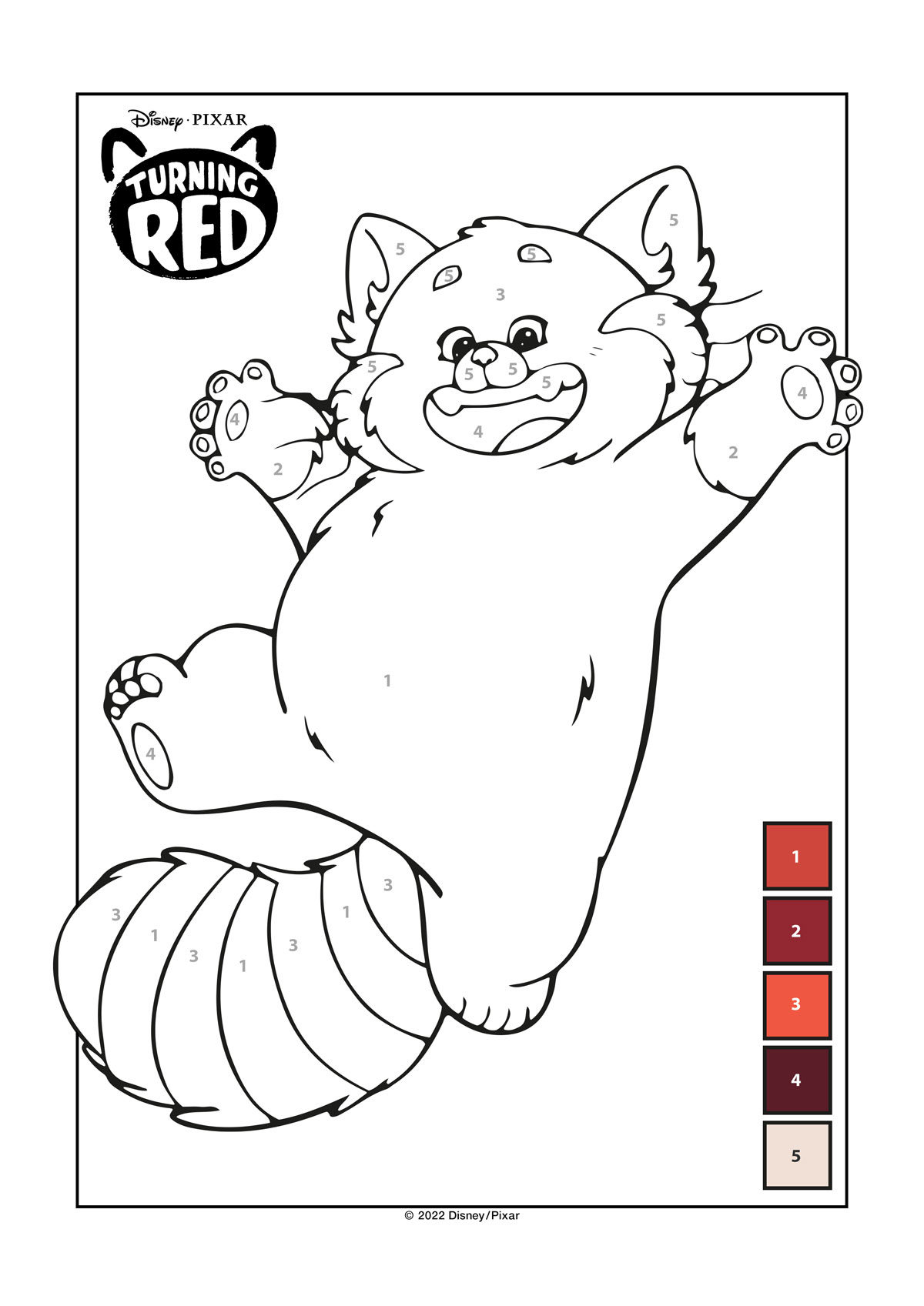 Turning red printable coloring sheets