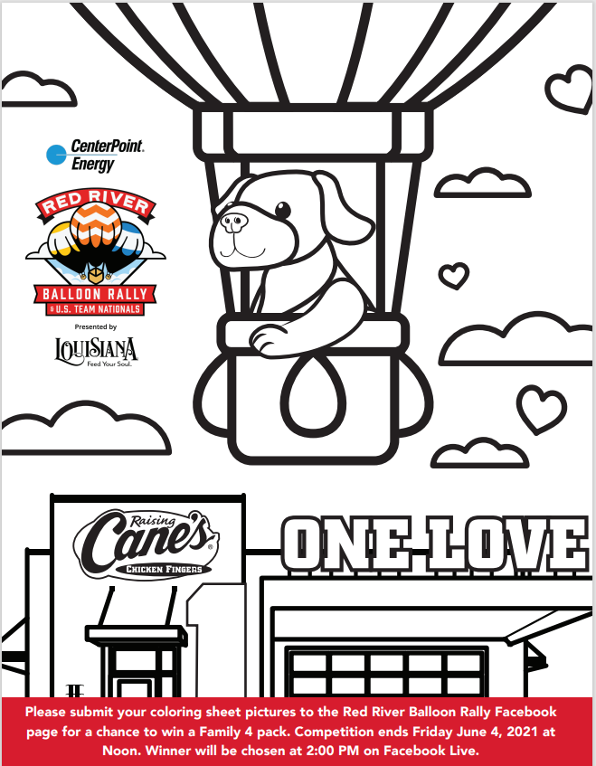 Raising canes chicken fingers coloring sheets red river balloon rally