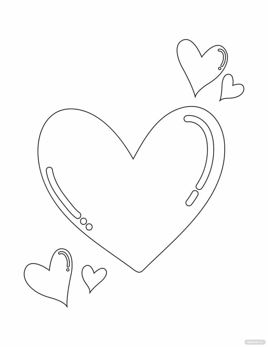 Free red heart coloring page