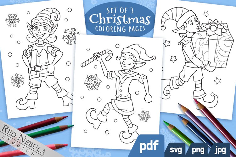 Christmas elf coloring pages printable kids activity sheets