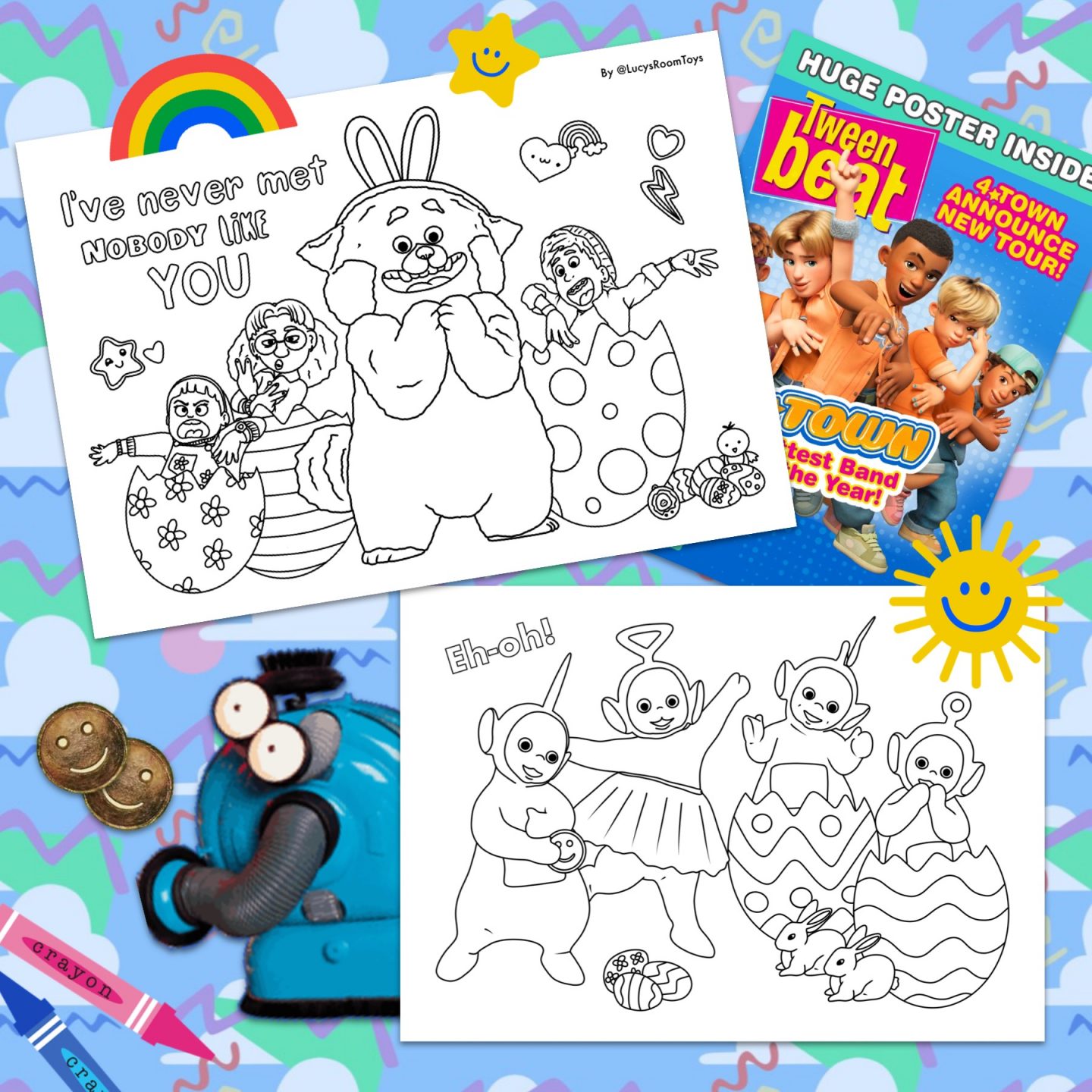 Turning redâ âteletubbiesâ spring colouring sheets â lucys room