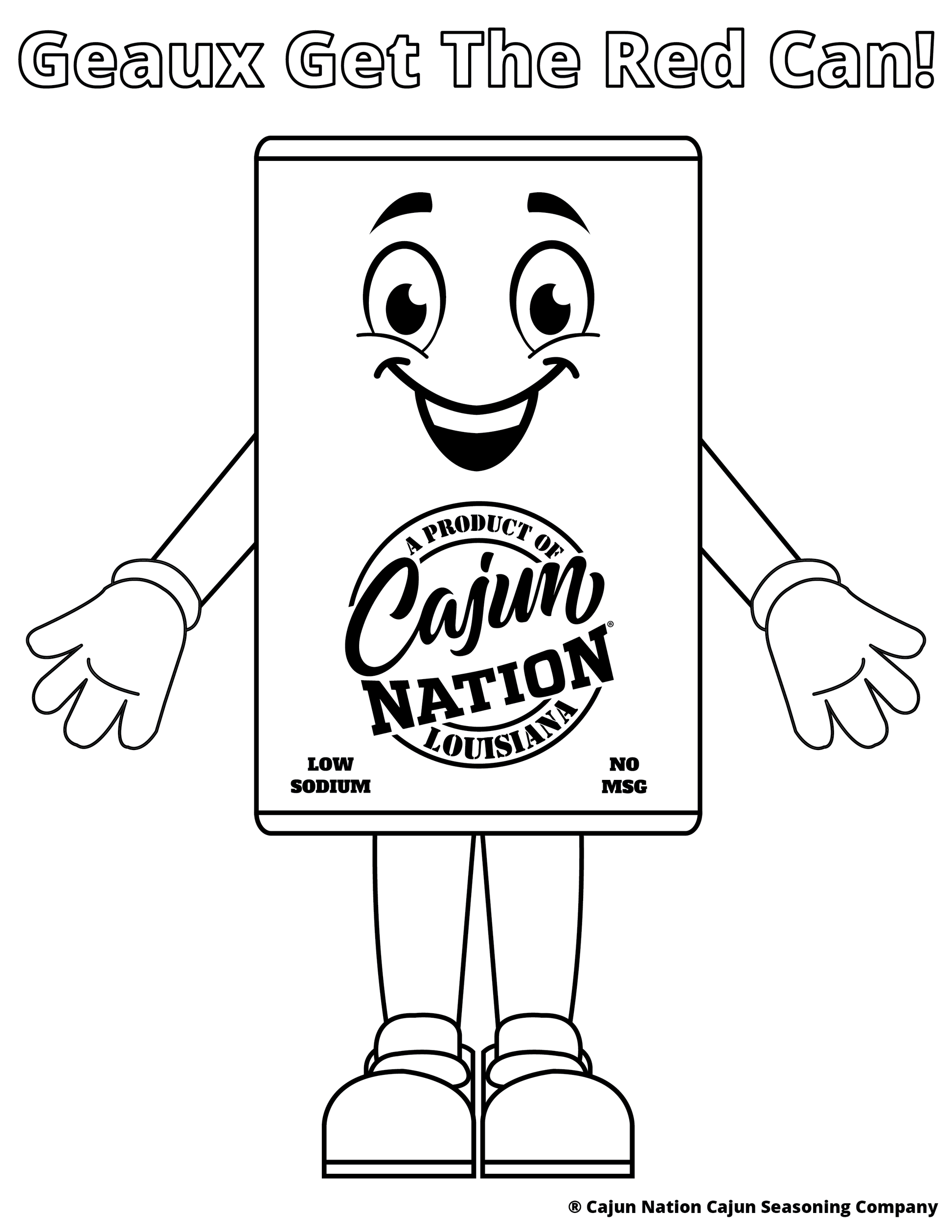 Red can coloring sheet â cajun nationï