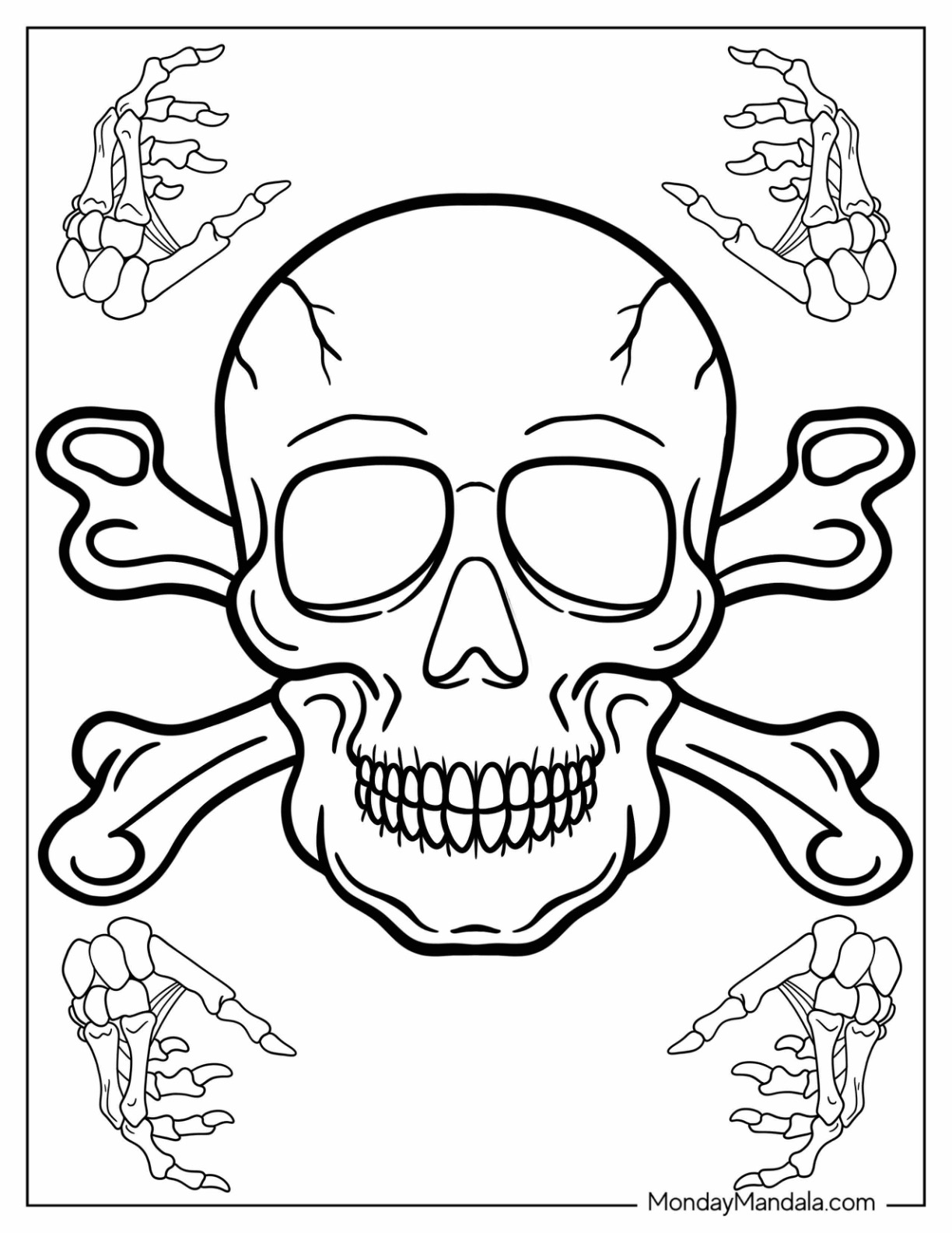 Skeleton coloring pages free pdf printables