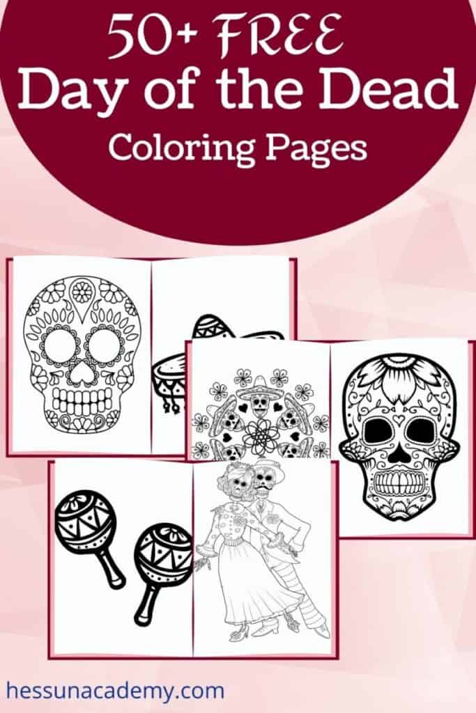 Free printable day of the dead coloring pages for kids and adults