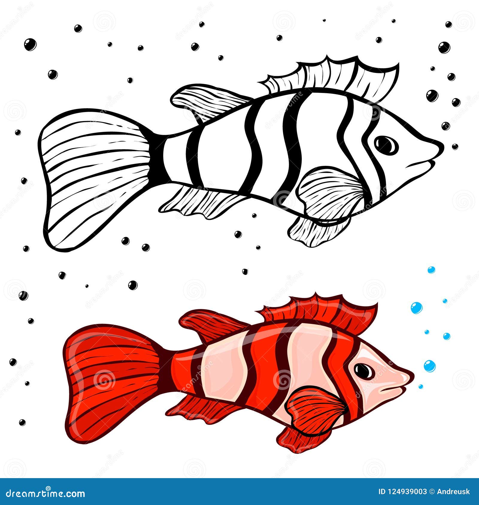 Fish coloring pages stock vector illustration of pages