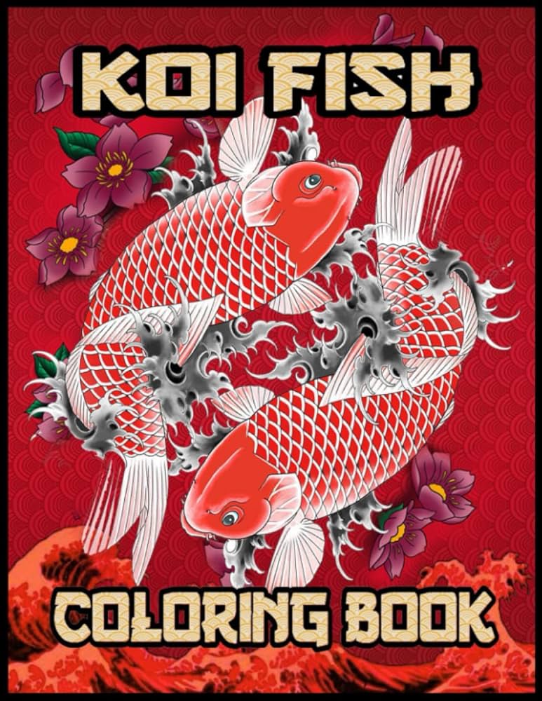 Koi fish coloring bookjapanese koi fish tattoo coloring book relaxation with beautiful tattoo designs for teens and adults coloring pages to color art blue room books