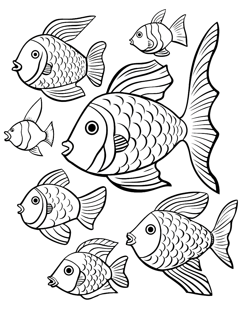 Fish coloring pages free printable sheets