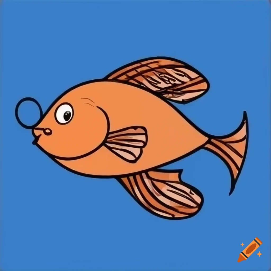 Cartoon fish coloring page for kids on