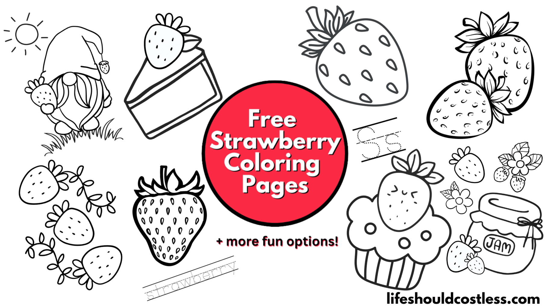 Strawberry coloring pages free printable pdf templates