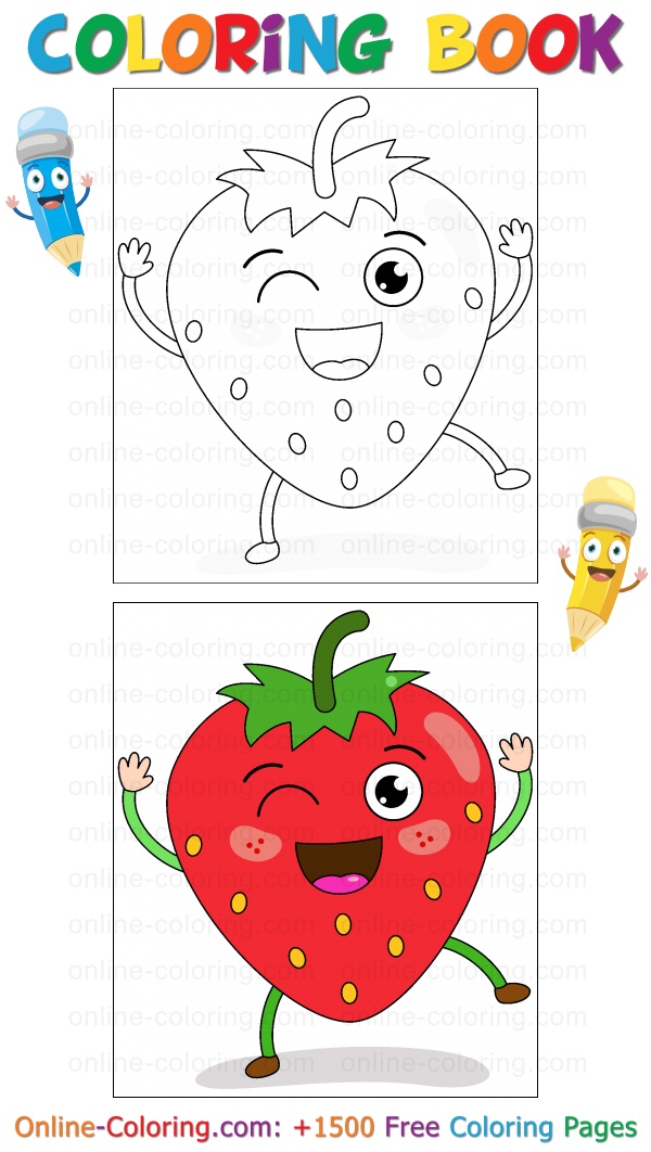 Cartoon strawberry free online coloring page