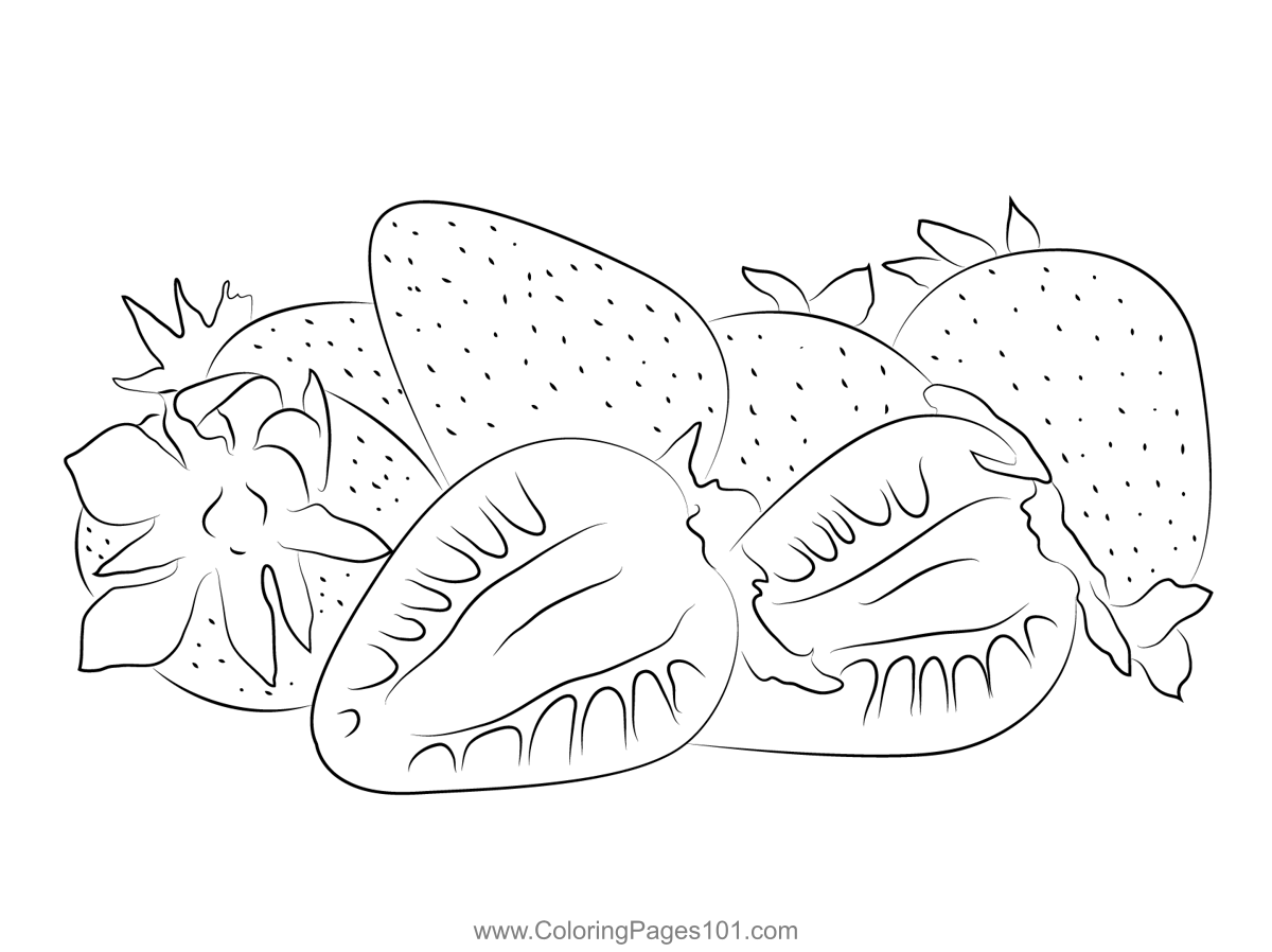 Strawberries red coloring page for kids