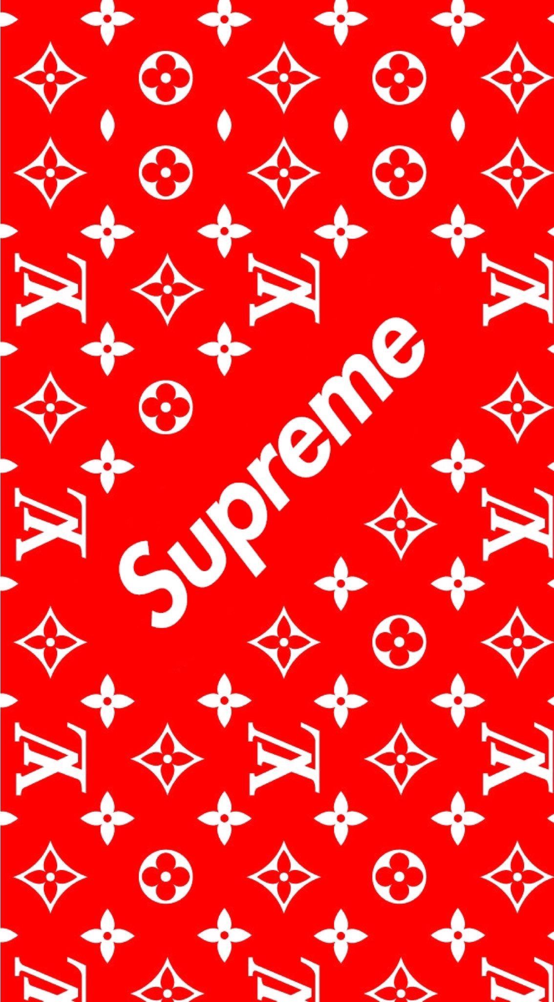 Red louis vuitton supreme s on