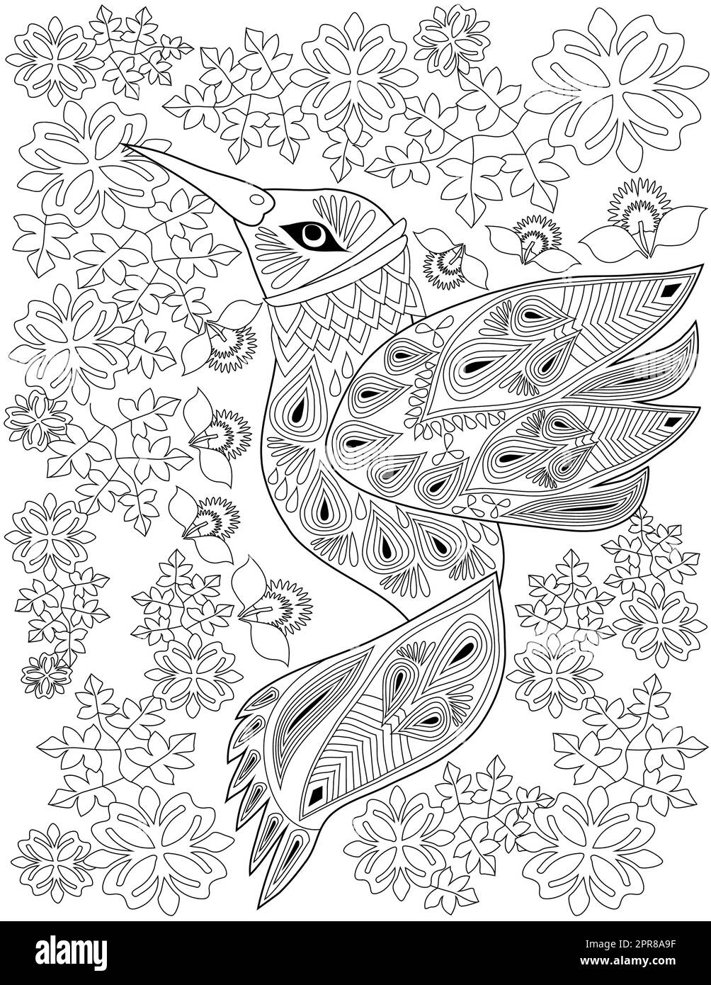 Beautiful flying bird coloring page hi