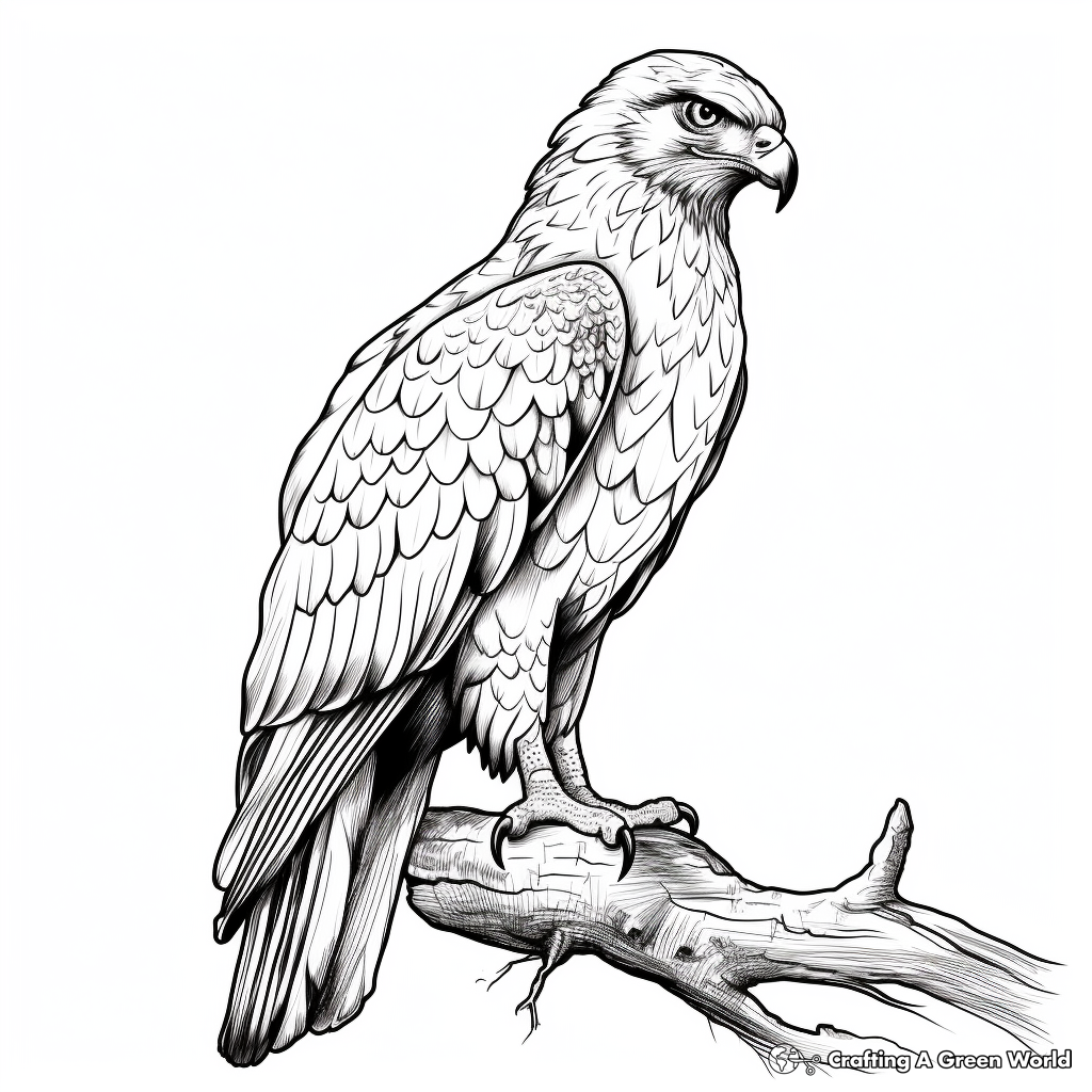 Red tailed hawk coloring pages