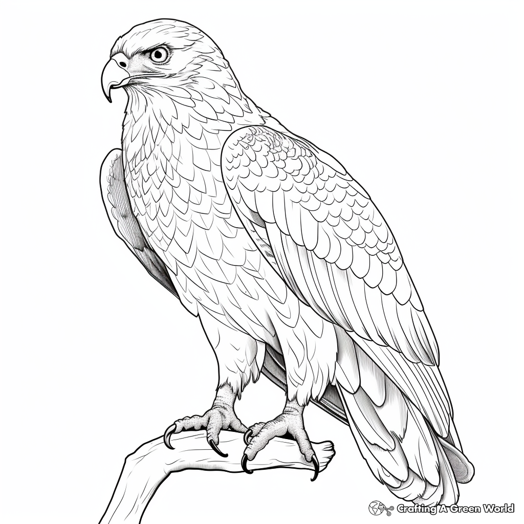 Red tailed hawk coloring pages