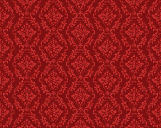Premium Vector  Red background victorian red seamless pattern