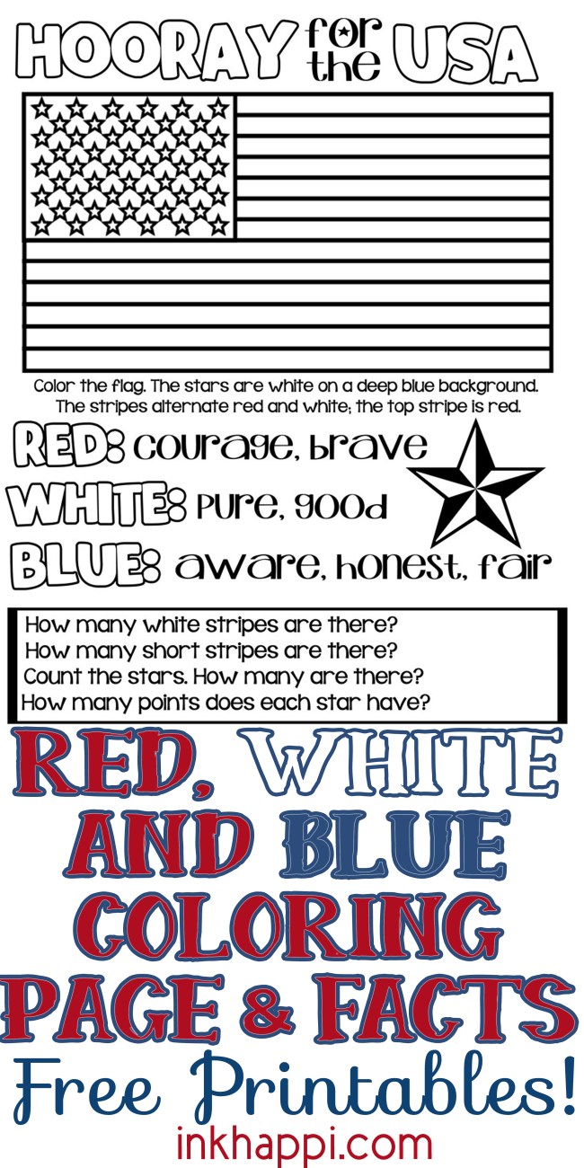 Red white blue usa colors meaning free printables