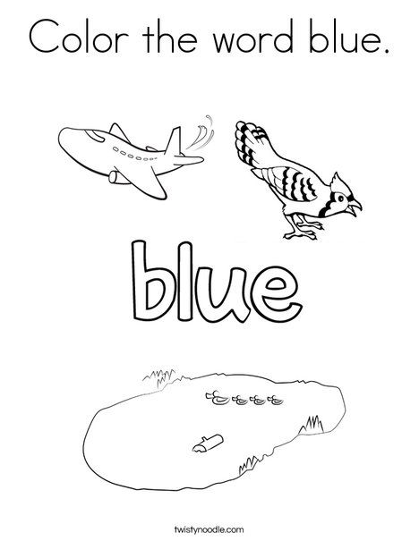 Color the word blue coloring page