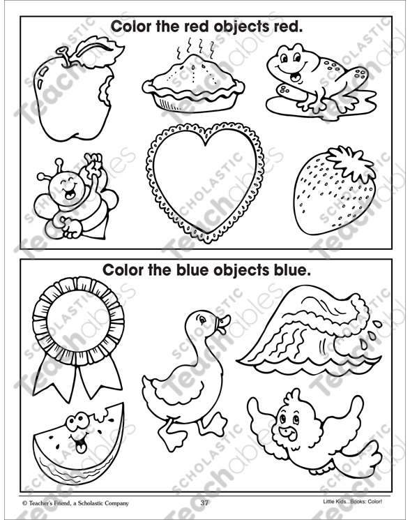 Red and blue coloring corresponding pictures printable coloring pages