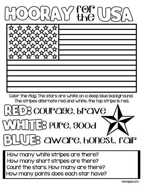 Red white blue usa colors meaning free printables