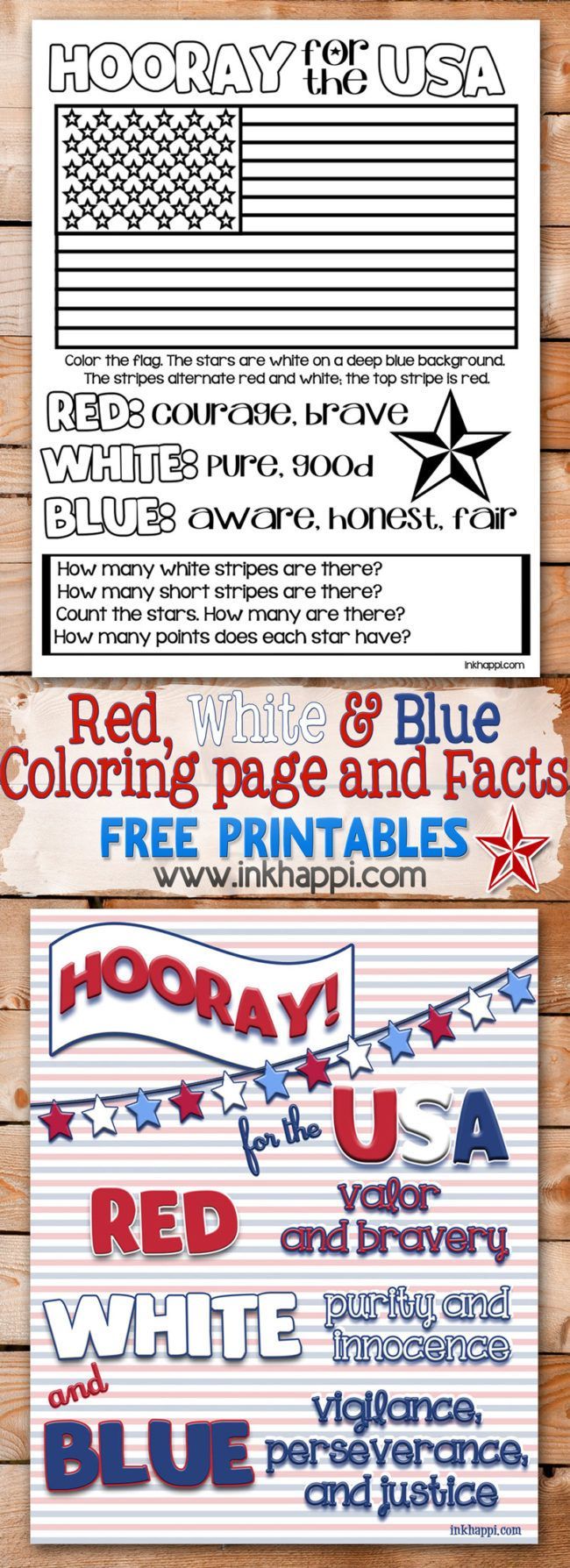 Red white blue usa colors meaning free printables