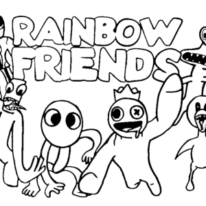 Red rainbow friends coloring pages printable for free download