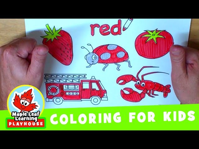 Red coloring page for kids aple leaf learning playhouse