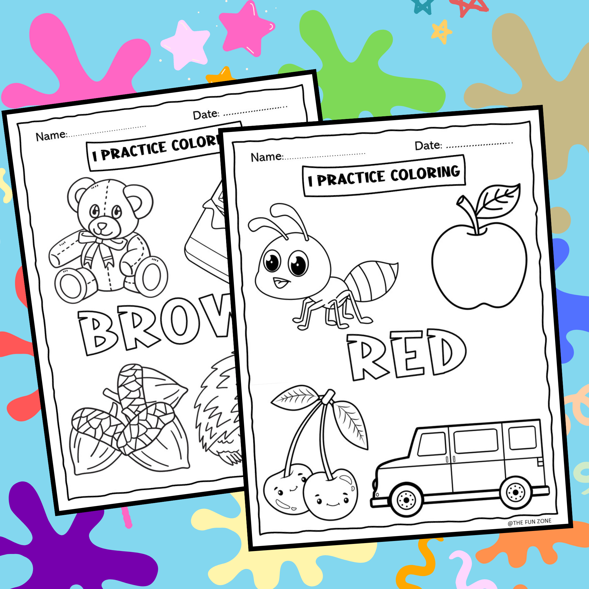 Color sorting worksheets and coloring pages for kids to learn the colors made by teachers