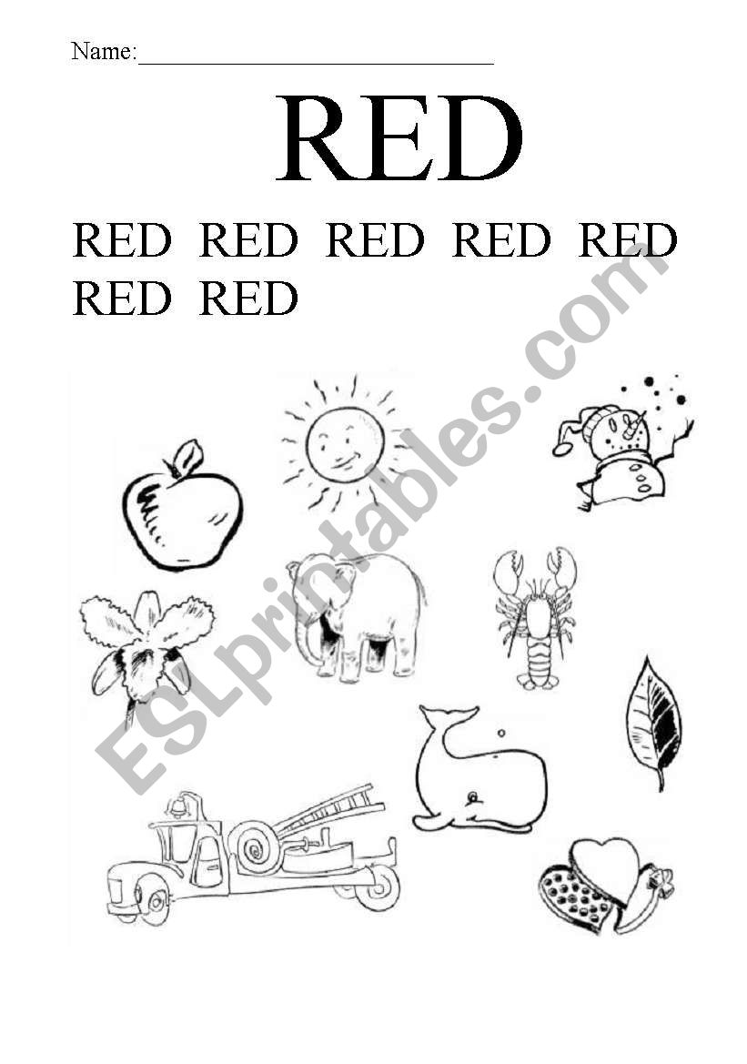 English worksheets color red