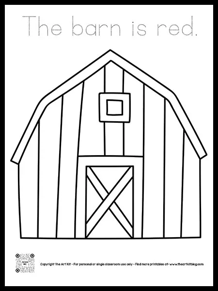 Free red barn coloring pages bubble font â the art kit