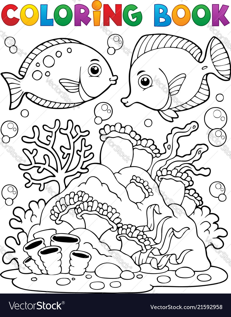 Coloring book coral reef theme royalty free vector image