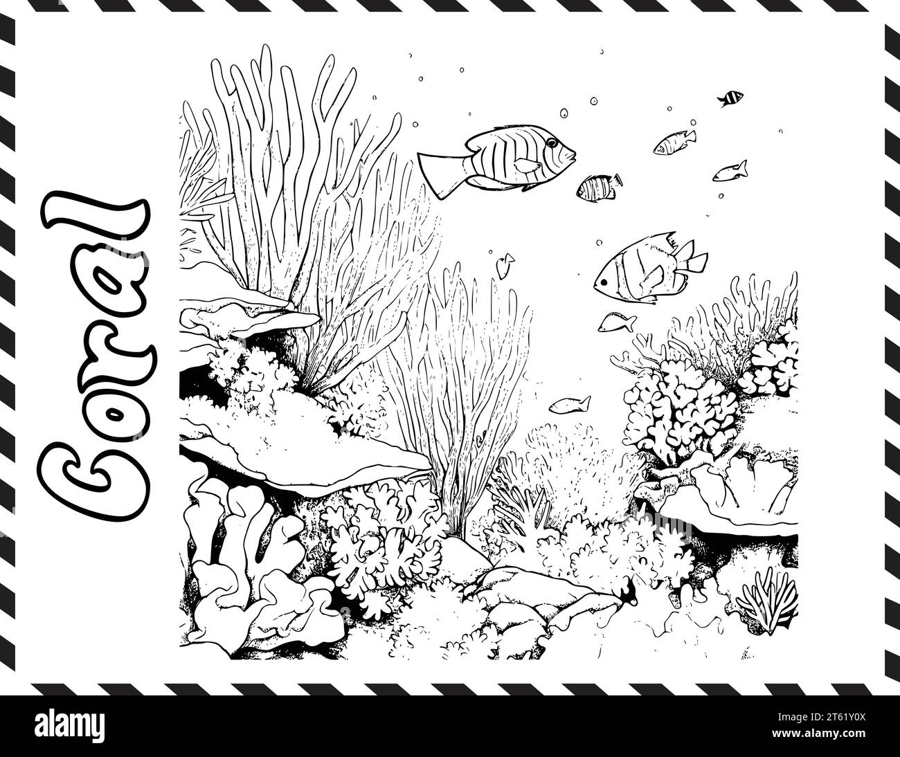 Fish coloring page drawing for kids hi